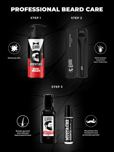 BEARDO Don's  Beard Growth Pro Kit for Men| Complete Beard Growth & Grooming Kit | Ideal Gift Set for Men's  | Gift for Brother | Gift for Husband | Beard Care Starter Kit | Valentines day gift for husband | Gift for boyfriend | Gift for Men